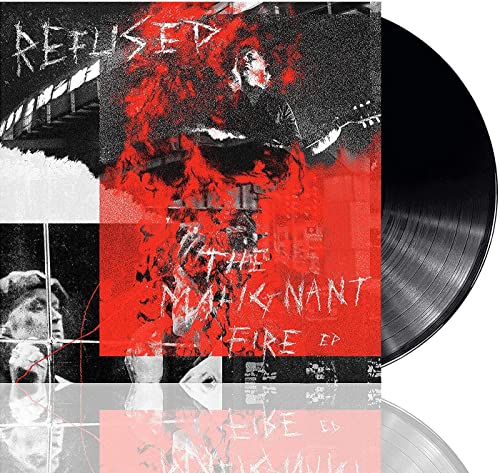 Refused "The Malignant Fire" vinyl record with red and black cover art.