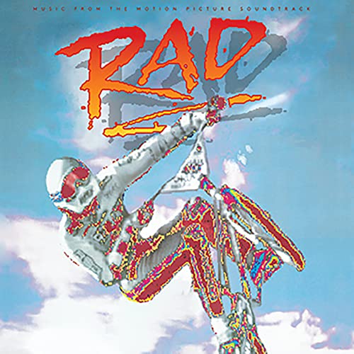 CD cover for Rad movie soundtrack featuring a person performing a BMX stunt.