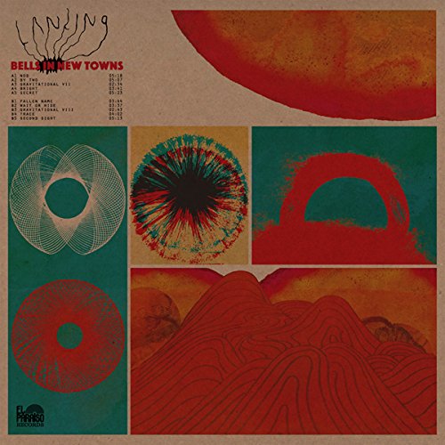CD cover for Landing’s “Bells In New Towns” with abstract colorful artwork.