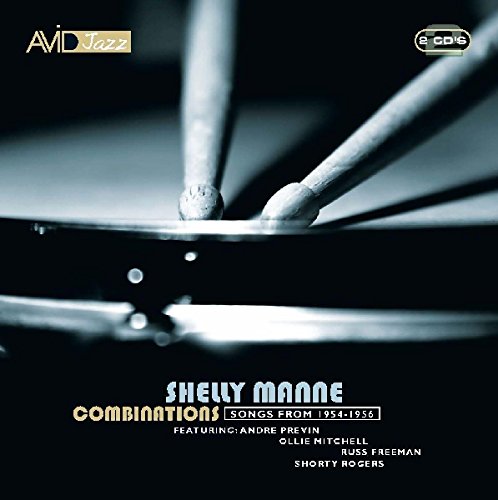 Album cover with drumsticks on cymbal, featuring "Shelly Manne" and "Combinations" in stylized text.