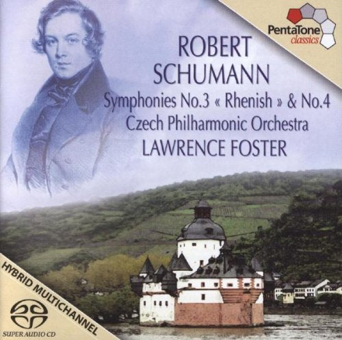 A CD cover featuring Robert Schumann and a scenic landscape with a castle.