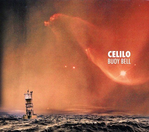 "CD cover with a buoy in turbulent water and a red sky."