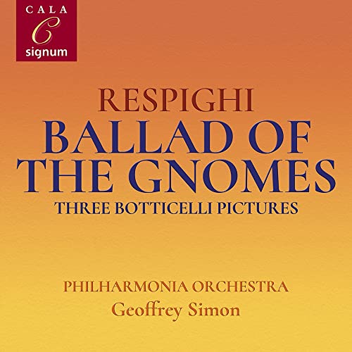 CD cover for Respighi's "Ballad of the Gnomes" with orange gradient.