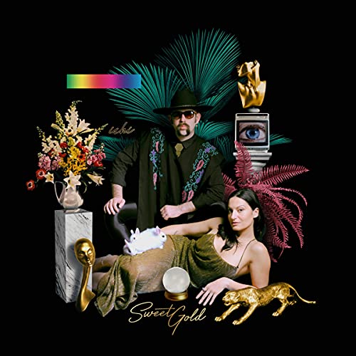 Album cover featuring a man, woman, and surreal golden imagery.