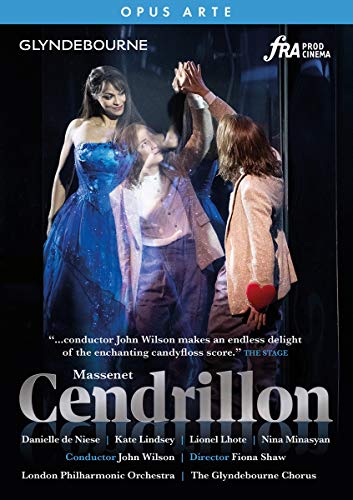 The image shows a DVD cover for "Massenet: Cendrillon" with a woman in a blue dress.