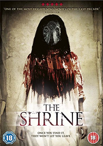 DVD cover for horror film "The Shrine" featuring a masked figure.