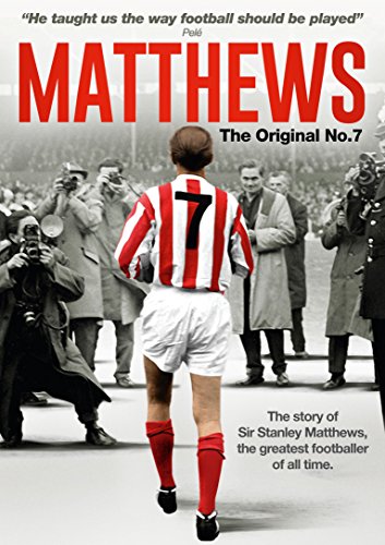 DVD cover for "Matthews" featuring footballer Sir Stanley Matthews in a red and white striped jersey.