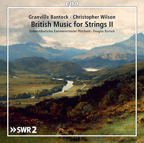 CD cover with a landscape painting of mountains and a river.