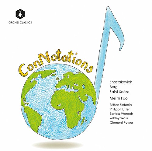 "CD cover with a globe and musical note, titled 'Connotations'."