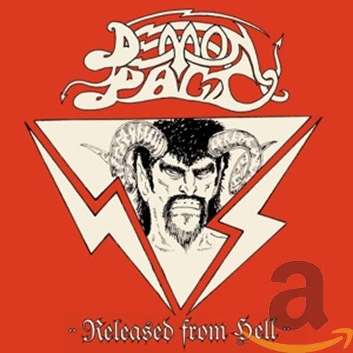 Red CD cover with a demonic face inside a white triangle.