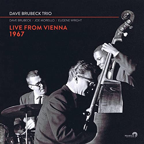 Dave Brubeck Trio album cover, black and white photo of musicians.