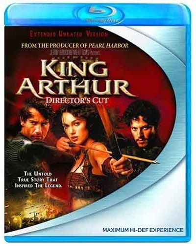 King Arthur" Blu-ray case featuring portraits of actors and battle scene.