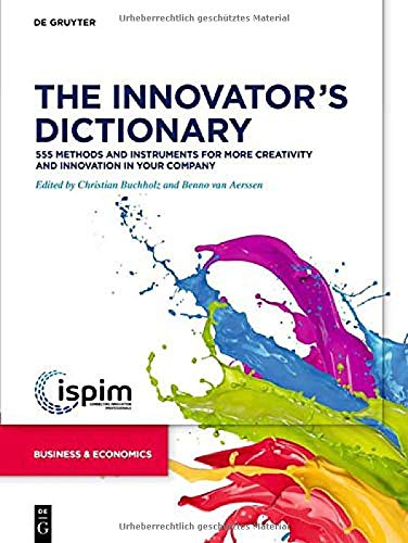 "The Innovator's Dictionary" book cover with colorful paint splashes and white background.