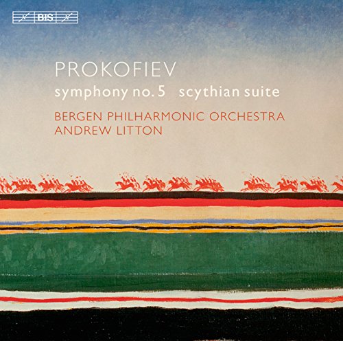 CD cover for Prokofiev’s Symphony No. 5 with abstract, colorful artwork.