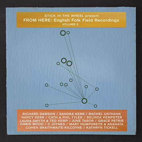 "CD cover with blue background, orange banners, and green circular design."