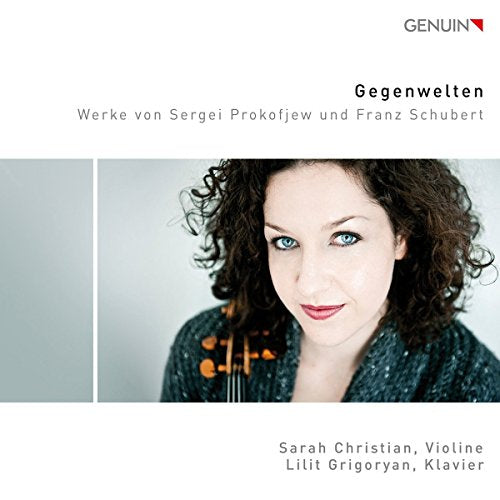 "CD cover with a woman holding a violin, against a white background."