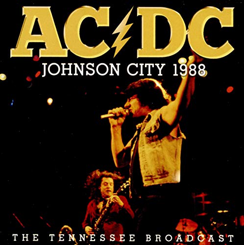 AC/DC live concert album cover, Johnson City 1988, singer with guitarist.