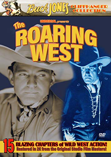 DVD cover for "The Roaring West" with two cowboys in cowboy hats.
