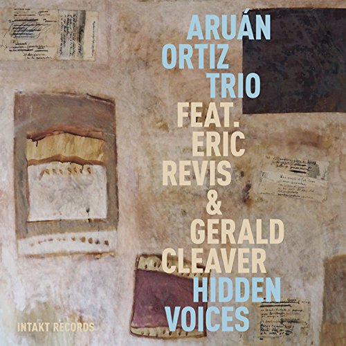 "Album cover with 'Hidden Voices' title, featuring abstract, aged paper collage and text overlay."