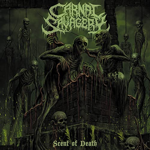 Dark album cover featuring decaying figures and the band name "Carnal Savagery".