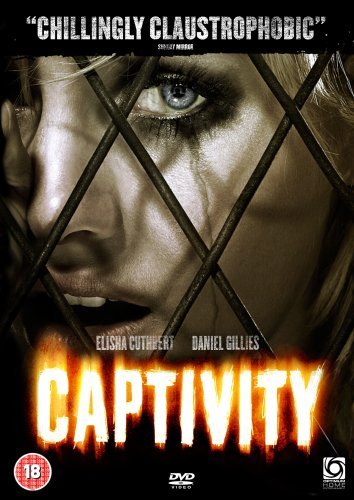 DVD cover for "Captivity" featuring a woman’s face behind bars.