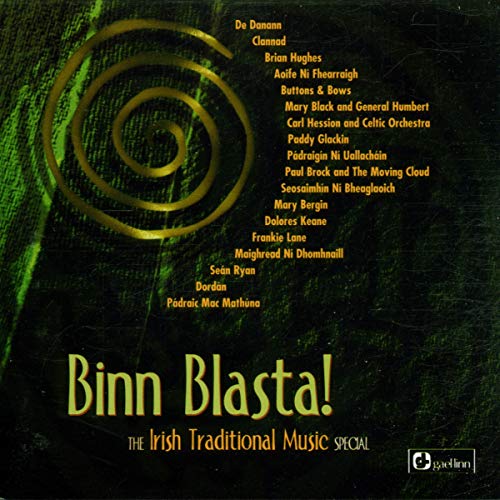 CD cover for “Binn Blasta!” featuring a green spiral and artist names.