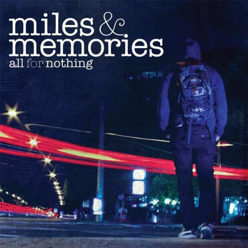 "Album cover with a person standing on a bridge at night with red streaks."