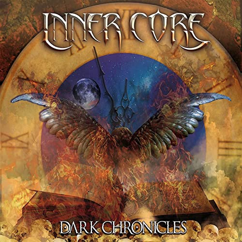 CD cover for Inner Core’s “Dark Chronicles” featuring a winged figure and flames.