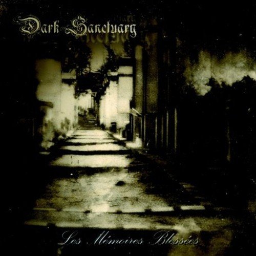 "Dark Sanctuary CD cover featuring a sepia-toned, dimly lit, long, outdoor stairway."