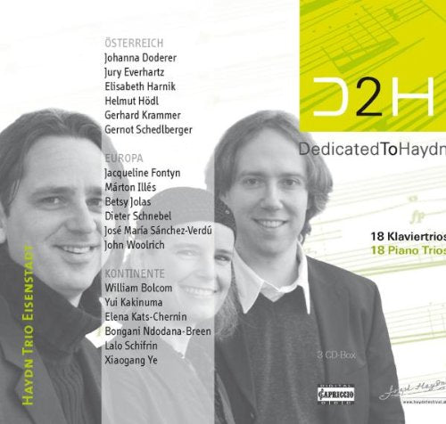 "CD cover with three men, list of names, and 'DedicatedToHaydn' text."