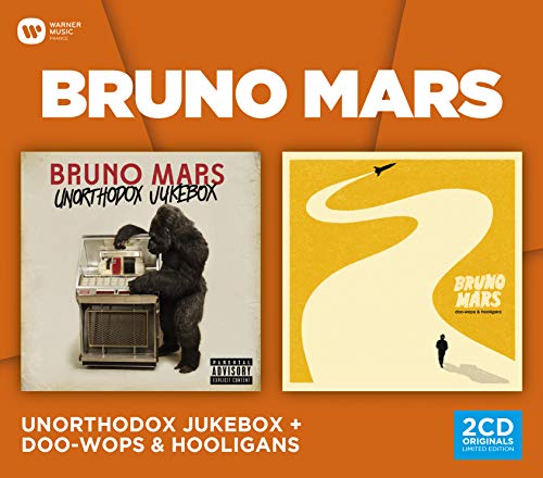 Bruno Mars double CD album cover featuring a gorilla and airplane illustration.