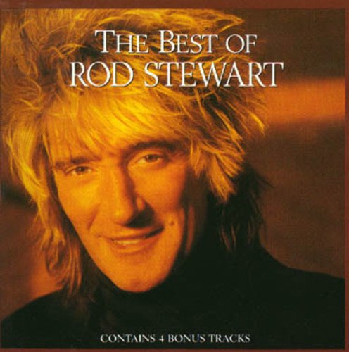 "CD cover with Rod Stewart's portrait and title 'The Best of Rod Stewart'."