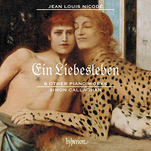 "CD cover featuring a painting of two embracing figures, one with a leopard skin."