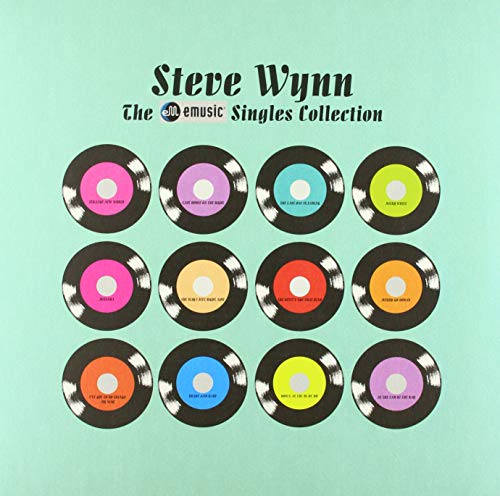 Album cover for Steve Wynn’s “The Emusic Singles Collection” with colorful vinyl records.