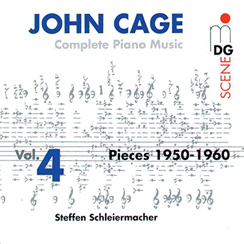CD cover for John Cage piano music, volume 4, with sheet music.