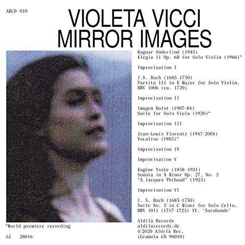 CD cover for Violeta Vicci’s “Mirror Images” featuring a portrait of a woman.