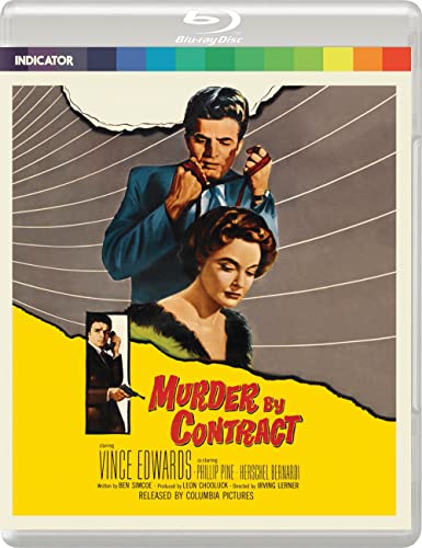 Blu-ray cover for "Murder By Contract" featuring a man and woman in distress.