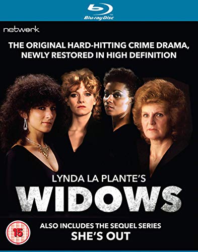 Widows" Blu-ray cover featuring four women in dark clothing, 1980s style.