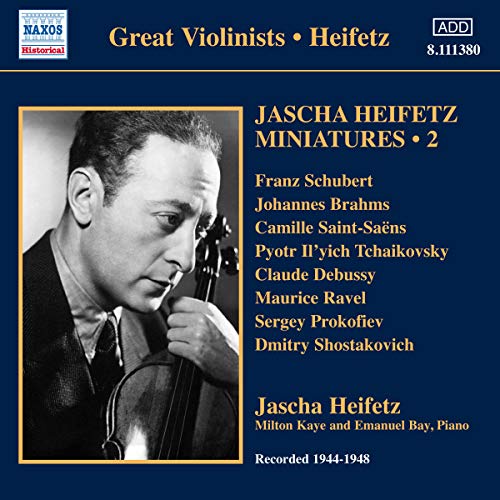 Jascha Heifetz portrait on a CD cover for "Miniatures • 2" classical music.