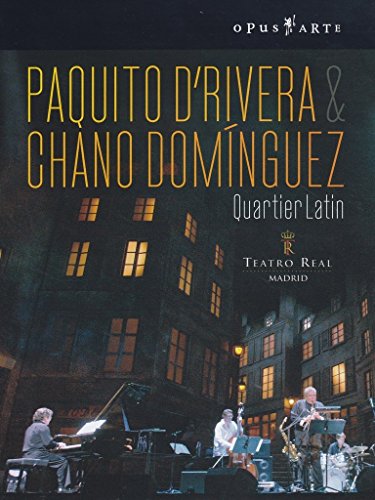 "Jazz musicians performing on stage with a building backdrop, DVD cover art."