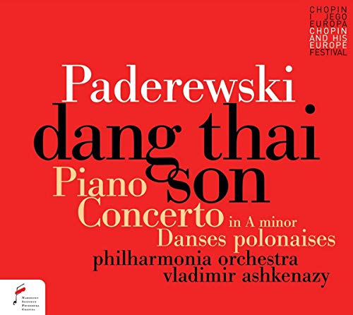 CD cover for Paderewski's Piano Concerto, red background with white text.