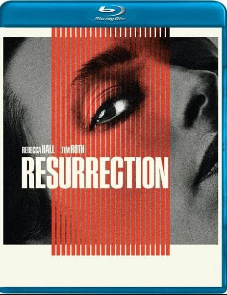 Blu-ray cover for "Resurrection" featuring a close-up of a woman’s intense gaze.