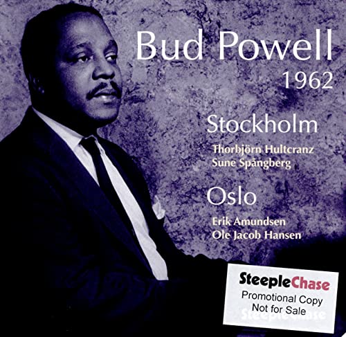 CD cover featuring a portrait of Bud Powell withC with text and label logoC.