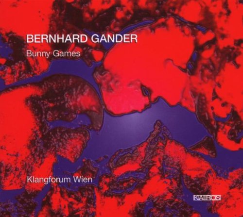 A red and blue abstract album cover with white text overlay.
