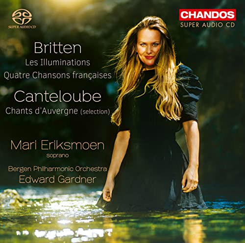 CD cover featuring soprano Mari Eriksmoen, Britten, Canteloube recordings.