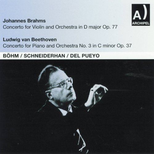 A black and white image of a man conducting, on a classical music CD cover.