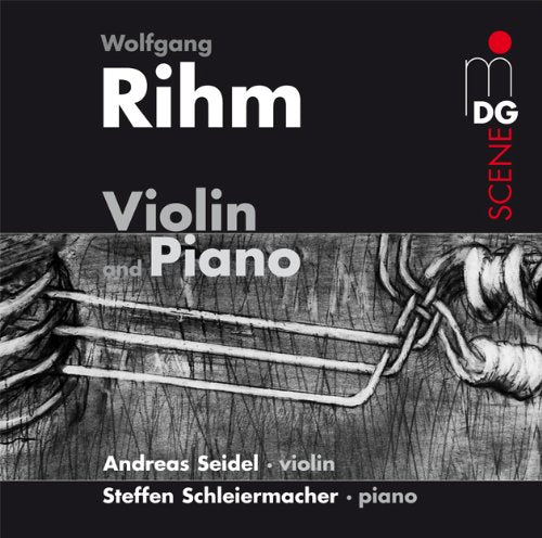 CD cover with black background, sketch of violin and bow, and white text.