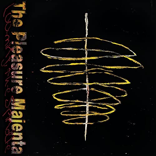 Vinyl record cover with abstract yellow and red lines on black.