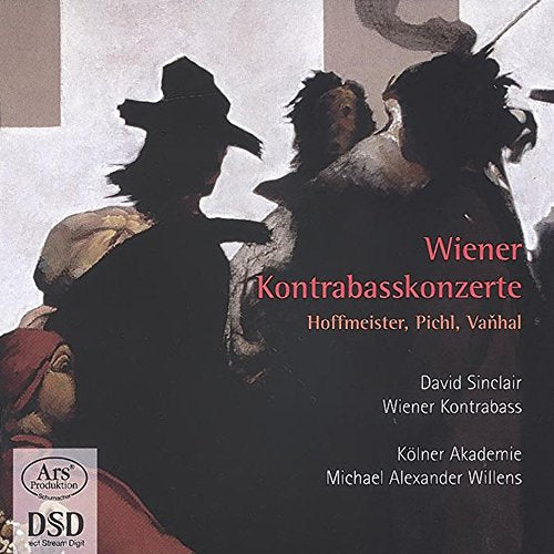 CD cover featuring historical figures with text: "Wiener Kontrabasskonzerte.