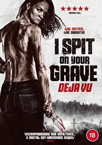 DVD cover for horror film "I Spit On Your Grave Deja Vu" with a woman holding a knife.